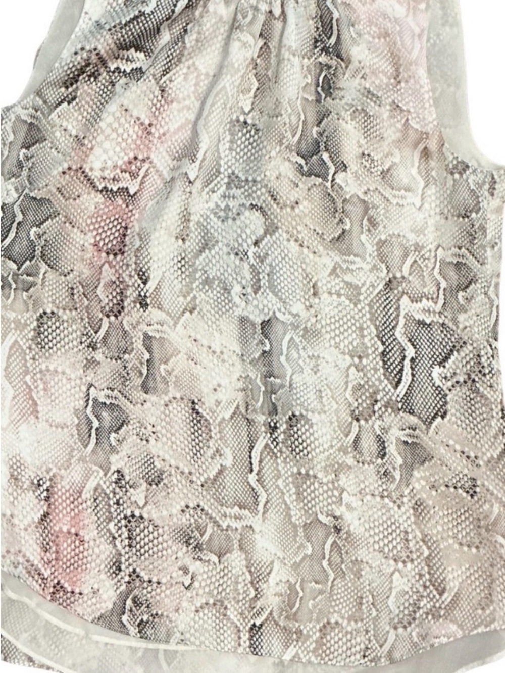 White House Black Market Cream Satin Snake-Print Sleeveless Shell